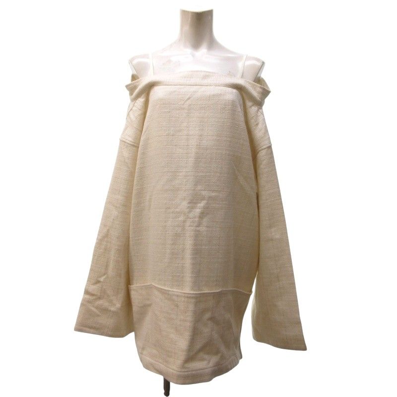 未使用品 ライト WRYHT タグ付き 23AW FISHERMAN SMOCK シャツ ブラウス 長袖 ツーウェイ ドロップショルダー オフホワイト 2 約M ライト WRYHT タグ付き 23AW FISHERMAN SMOCK シャツ ブラウス