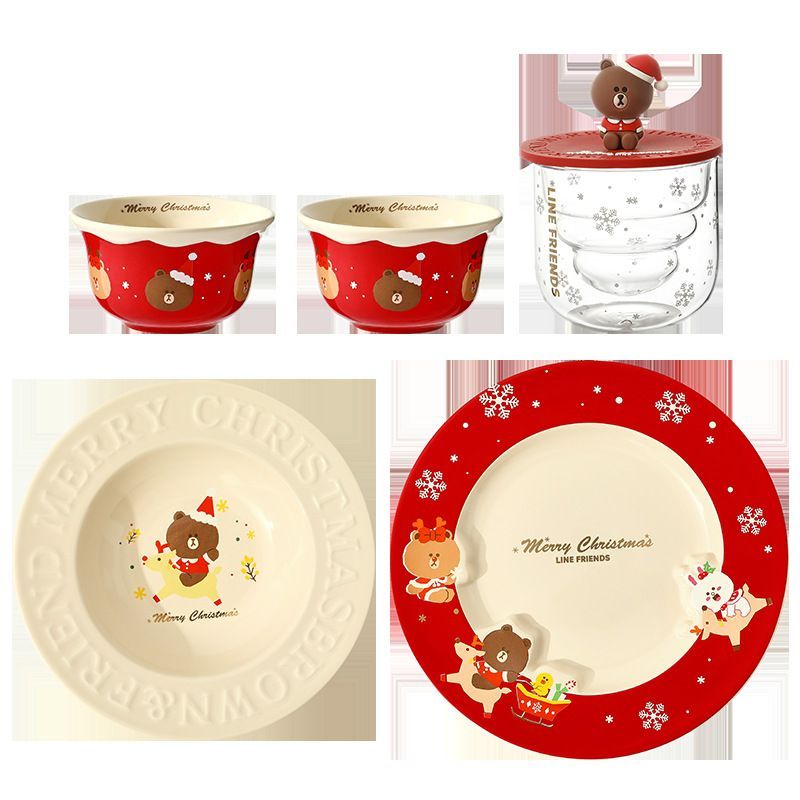 LINE FRIENDS クリスマス 限定グッズ 食器7点セット大中皿小鉢グラス クリスマス食器セット 5点入り LINE FRIENDS 正規品 - メルカリ