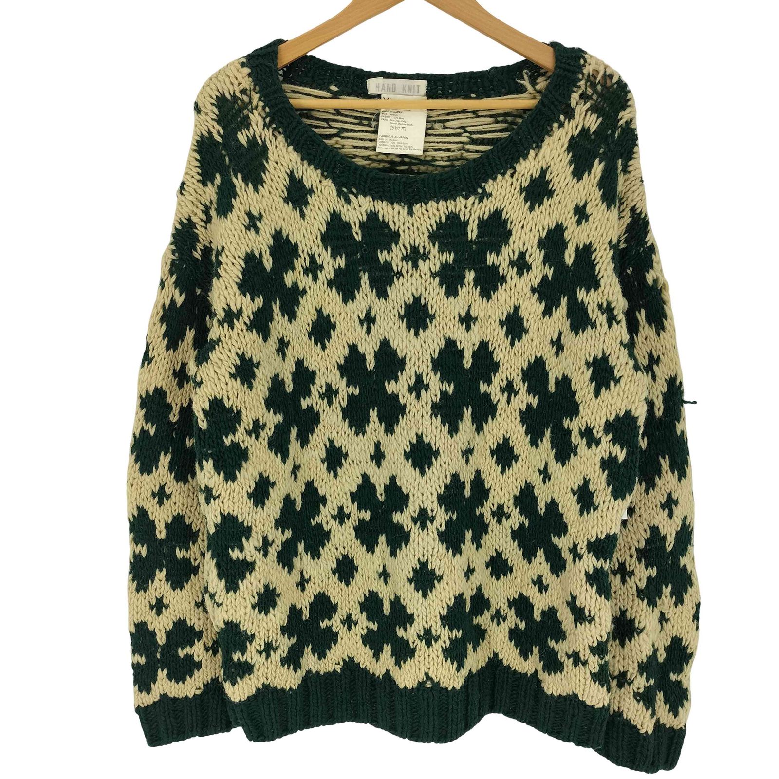 ワイズ Ys 80S 初期タグ HAND KNIT ノルディック柄 ローゲージ ウール ニット レディース 表記無