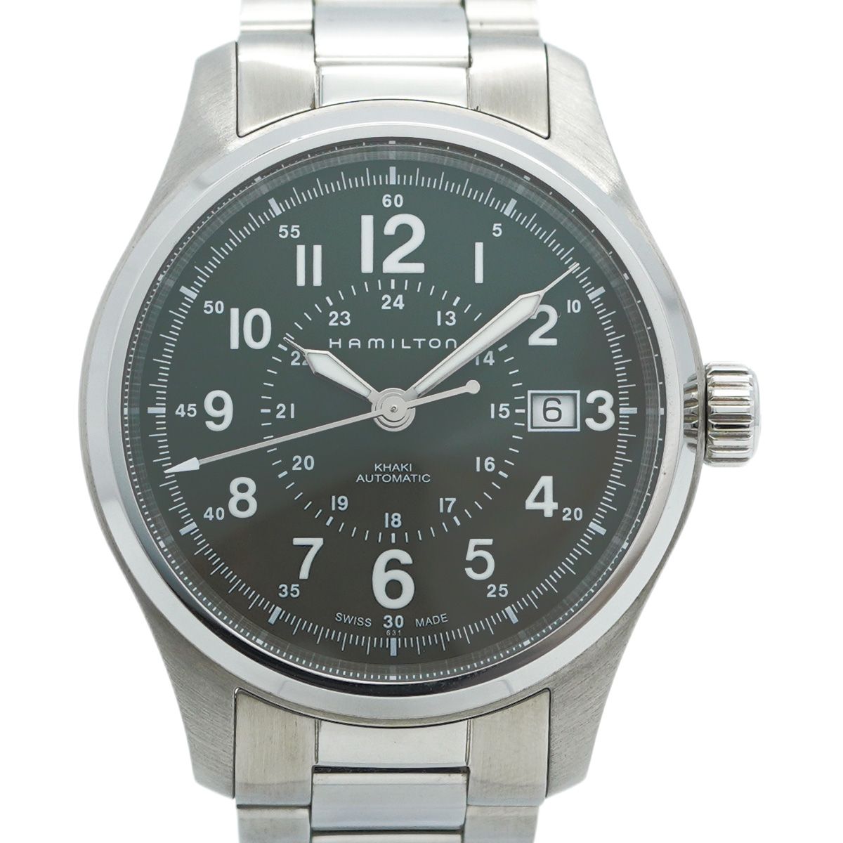 5wwm0265 ハミルトン カーキ H70595163 グリーン文字盤 腕時計 メンズ