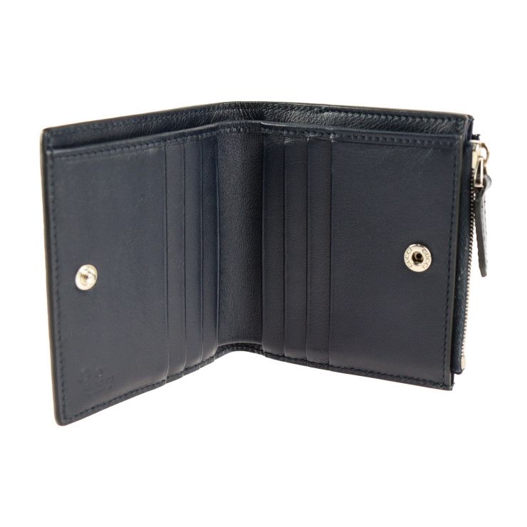 GUCCI グッチ 二つ折り財布 544475 レザー ネイビー シルバー金具