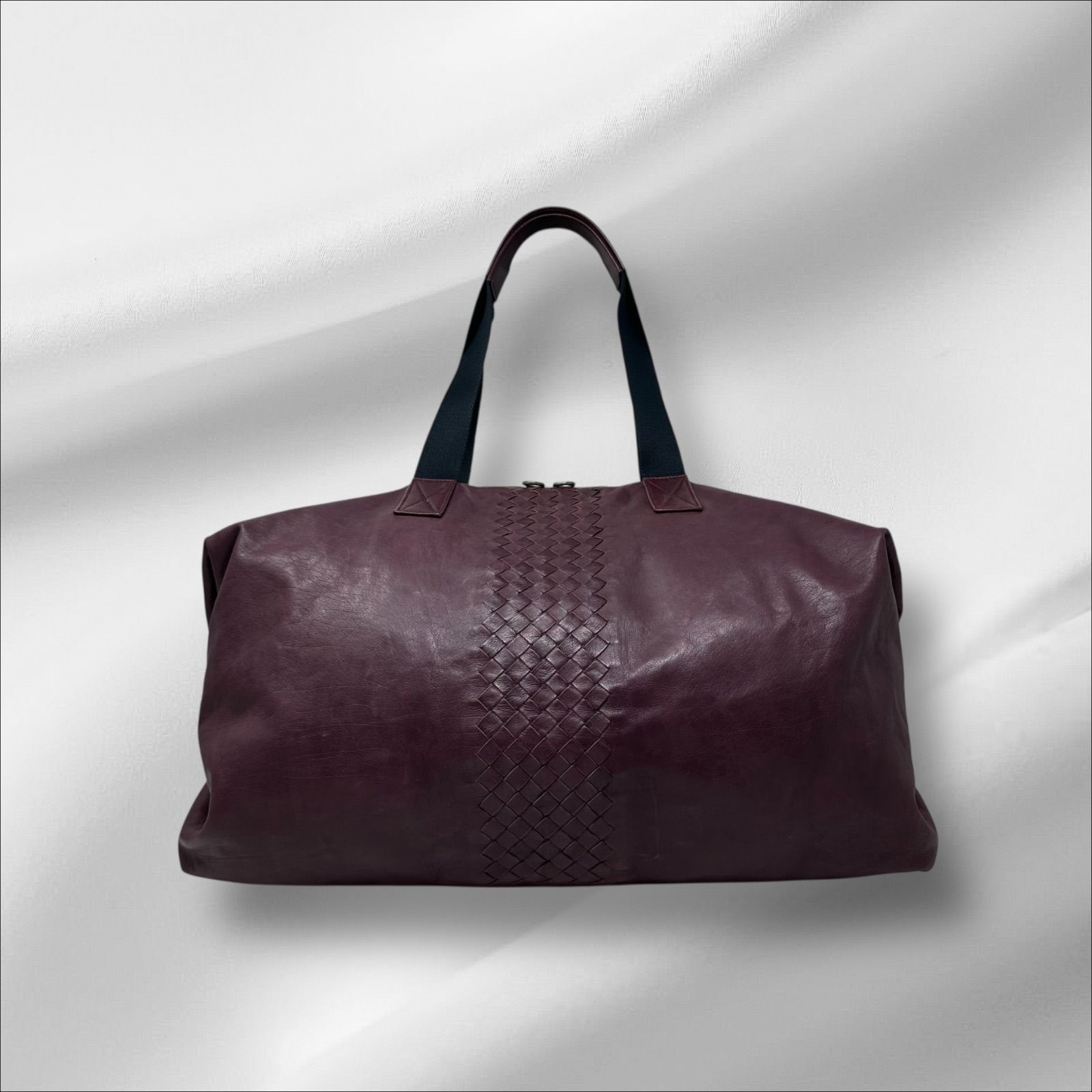 BOTTEGA VENETA イントレチャート ボストンバッグ ボルドー レザー メンズ レディース
