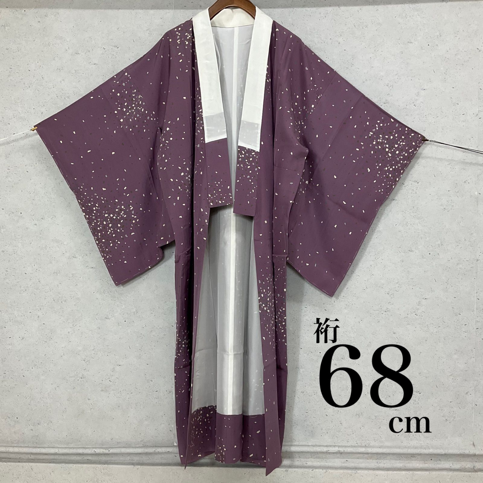 kimono one◆ 同然◆長襦袢◆仕付け糸付き◆正絹◆袷◆袖無双◆白半衿付き◆はり重◆シルクガード◆裄68肩丈130.5◆小紋紬附下訪問着留袖袷単衣夏着物◆K1255
