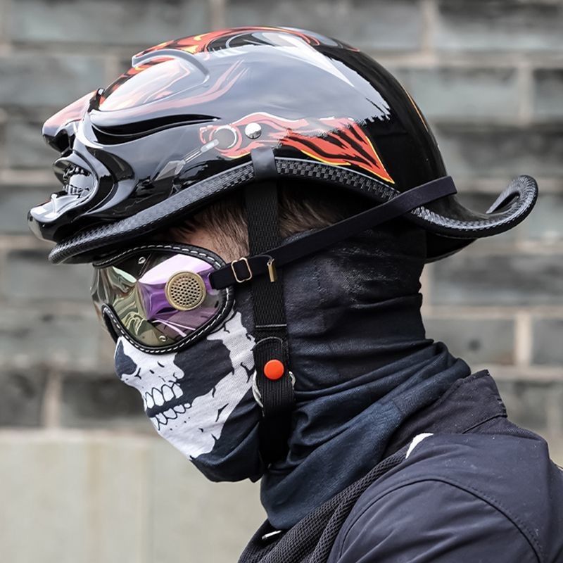 ダックテール ヘルメット 半帽 LV7COOL 鬼の顔 半帽ヘルメットダックテールハーフヘルメット半