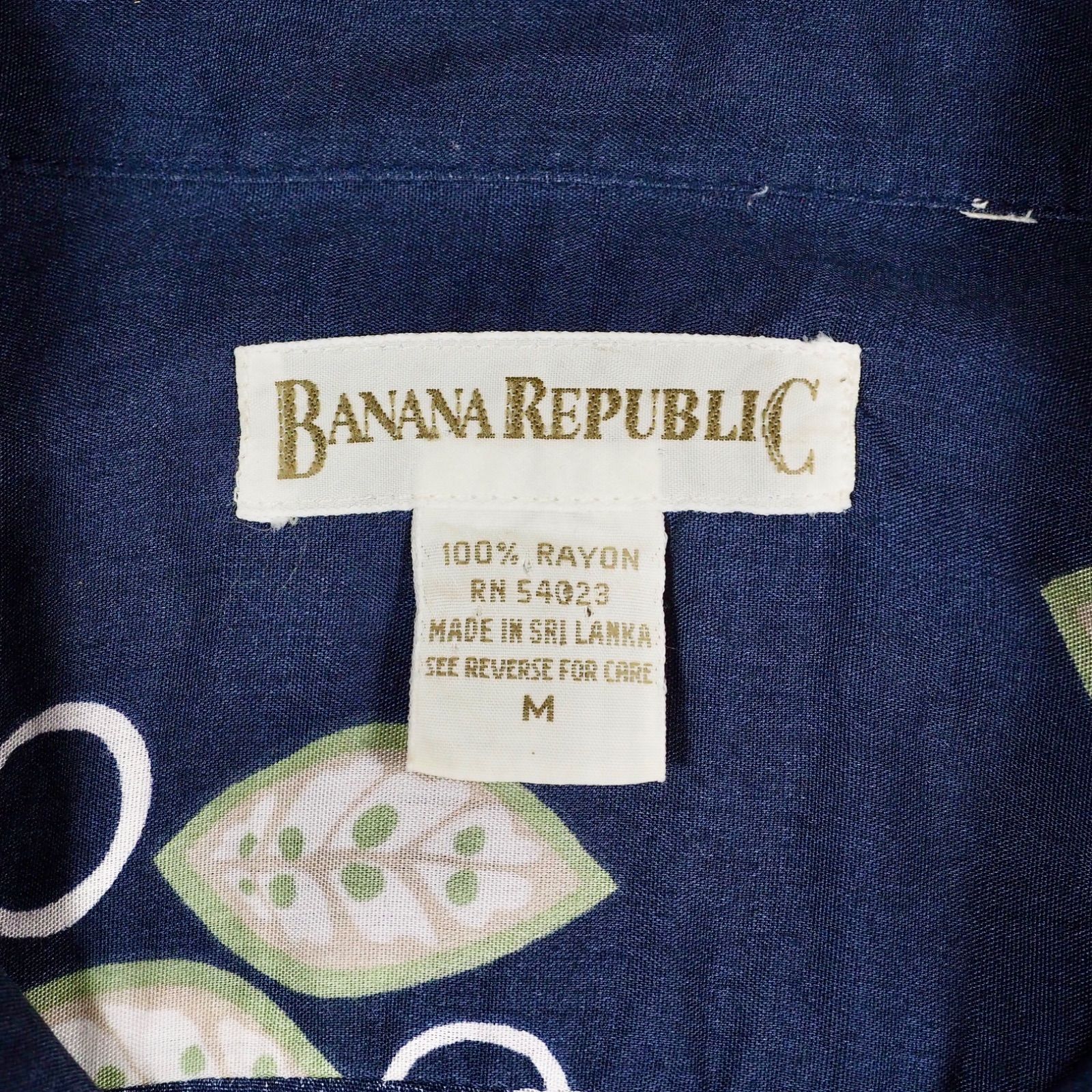 90s banana republic コットンオープンカラーシャツ　ネイビー BANANA REPUBLIC open collar rayon s/s shirt M navy 90's