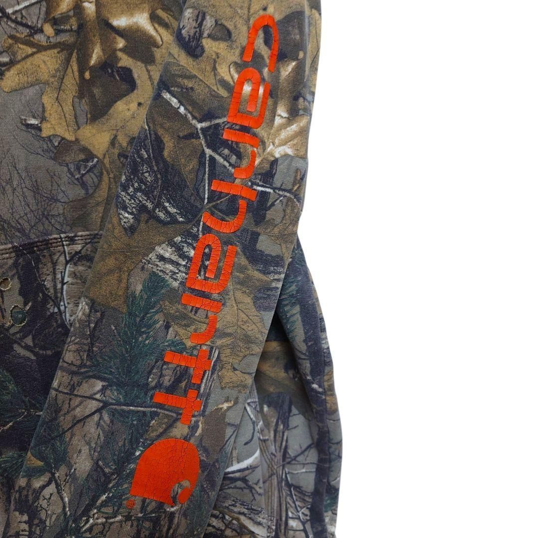 【Carhartt】リアルツリーカモ 袖ロゴ プルオーバーパーカー A-3952 Carhartt】リアルツリーカモ 袖ロゴ プルオーバーパーカー A-3952