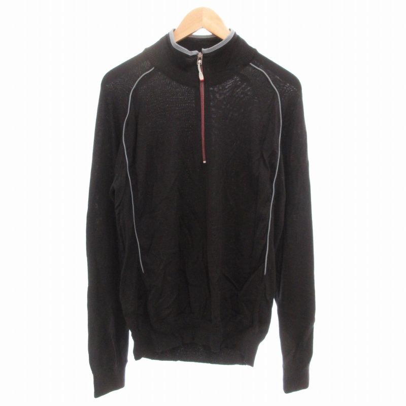 【関税込み】ZEGNA ブラック ハーフジップ スウェットシャツ ZEGNAのブラック ハーフジップ スウェットシャツがセール中