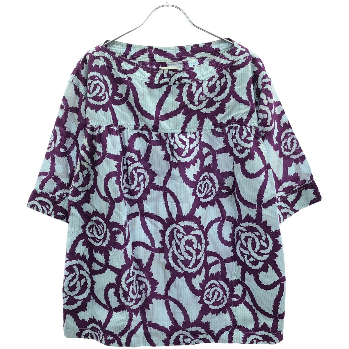 DRIES VAN NOTEN ドリスヴァンノッテン 16SS フラワーストライププルオーバーシャツ サックスブルー×パープル -