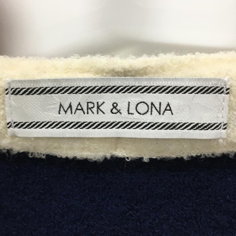送料無料・返品無料。 マークアンドロナ ニットジャケット ネイビー×白×グレー ウール混 異素材 レディース M ゴルフウェア MARK＆LONA 人気ブランド集結！