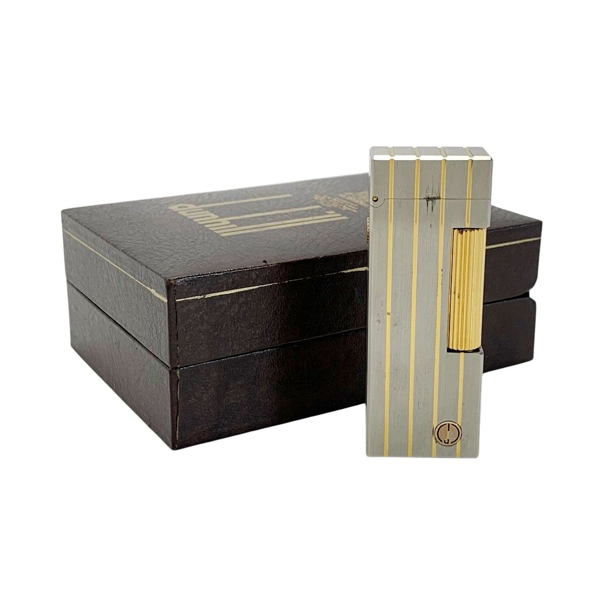 dunhill ダンヒル ゴールドストライプ4本 シルバー ガスライター 