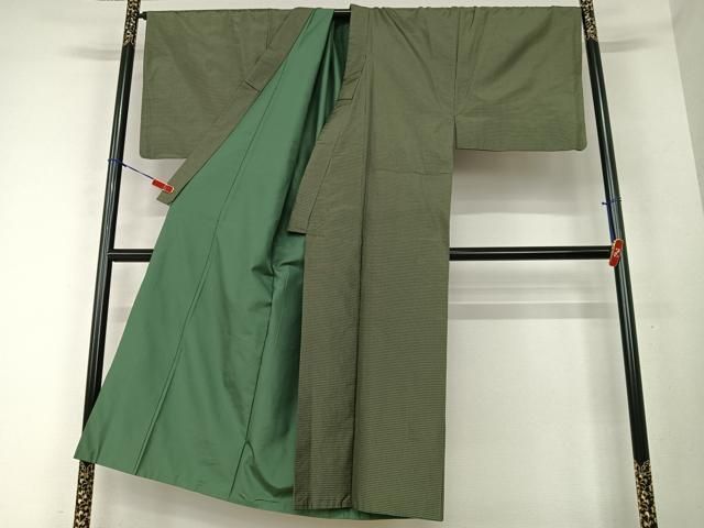 本場大島紬 アンサンブル 格子 正絹 逸品 平和屋着物□男性 キング