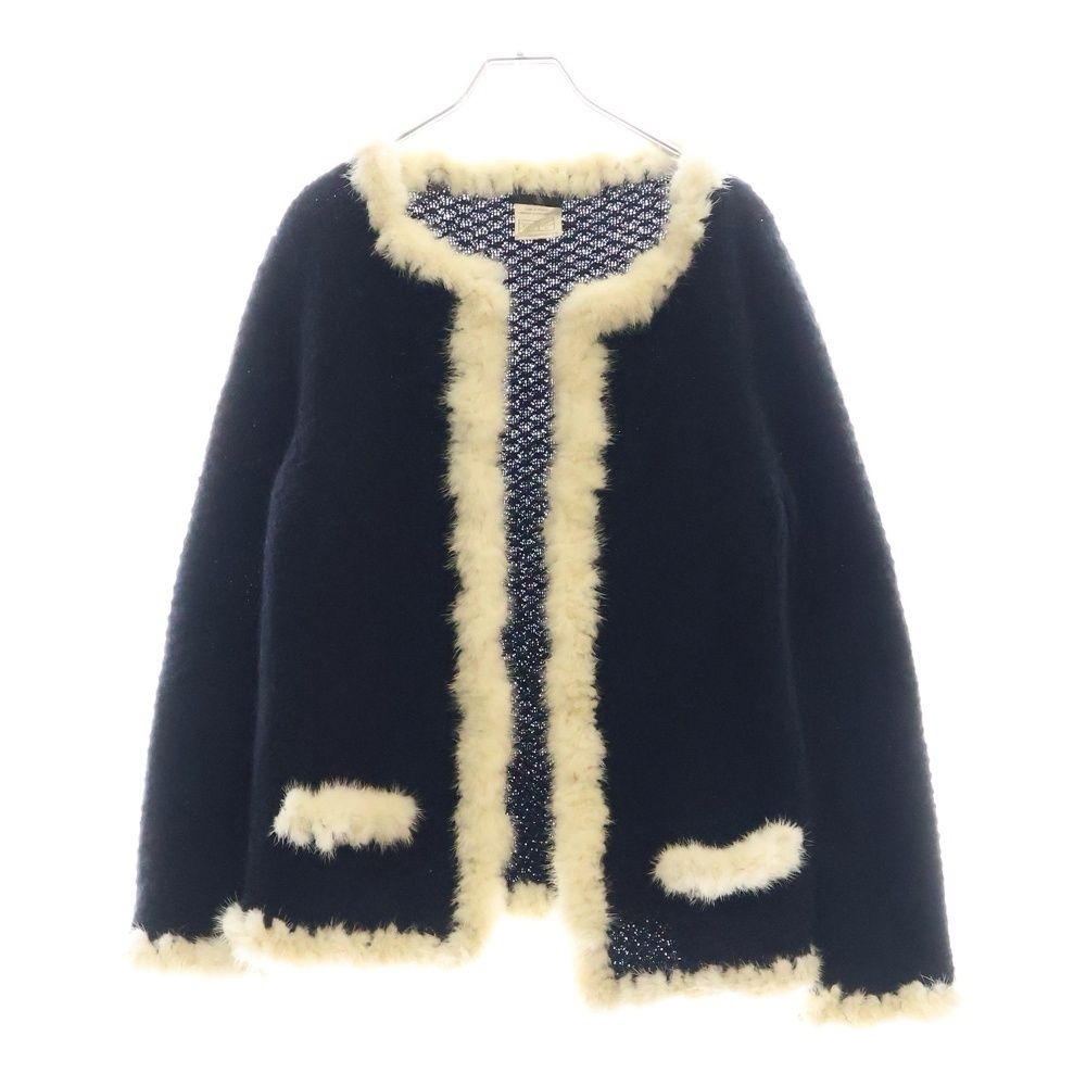 CHANEL (シャネル) ファー付きカーディガン ココマーク ニット
