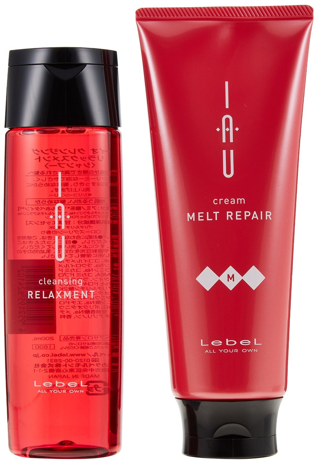 【在庫セール】イオ クレンジング IAU リラックスメント（シャンプー）200ml＆イオ クリーム ルベル メルトリペア トリートメント200ml