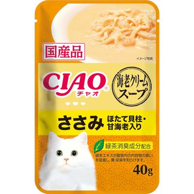 【同梱不可】【96個セット】いなばペットフード CIAOスープ 海老クリームスープ ささみ ほたて貝柱・甘海老入り 40g