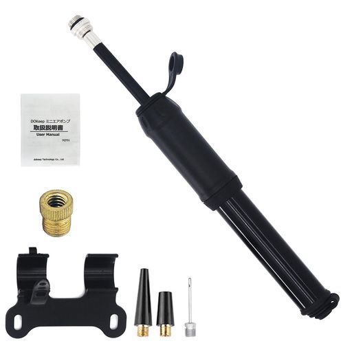 DOKeep自転車空気入れミニエアポンプ携帯ポンプ米式仏式英式バルブ対応(クリップ付き英式バルブアダプターあり)