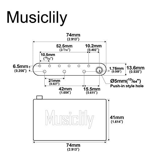 Musiclily Ultraブラス製41mmトレモロブロック10.5ｍｍ弦ピッチ PRS SEスタイルエレキギタートレモロブリッジ用