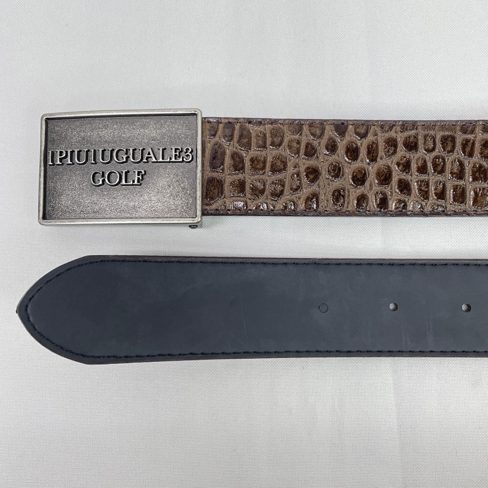 ウノピュウノウグァーレトレ 1piu1uguale3 ベルト 茶 ブラウン クロコダイル柄 型押し メタルバックル