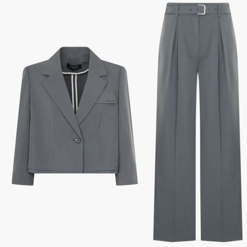 Kenneth lady ケネスレディー 25 年 クロップド ジャケット ベルト付き パンツ セットアップ