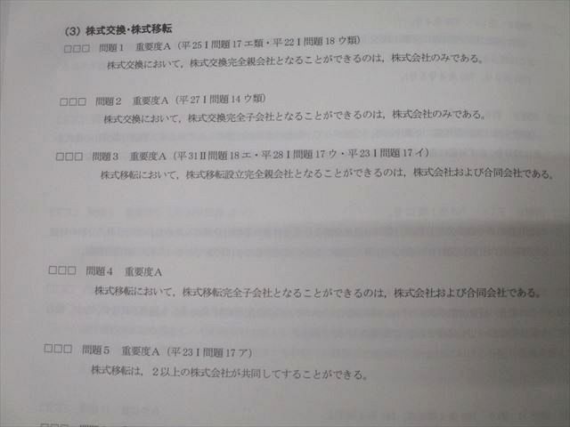 CPA会計学院 公認会計士講座 企業法 短答対策問題集/論文対策集/