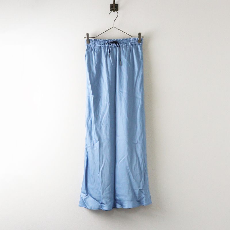 2025AW デパリエ DEPAREILLE レーヨンロングストリングスカート 38 ライトブルー イージー ゴム サテン 2400014650495