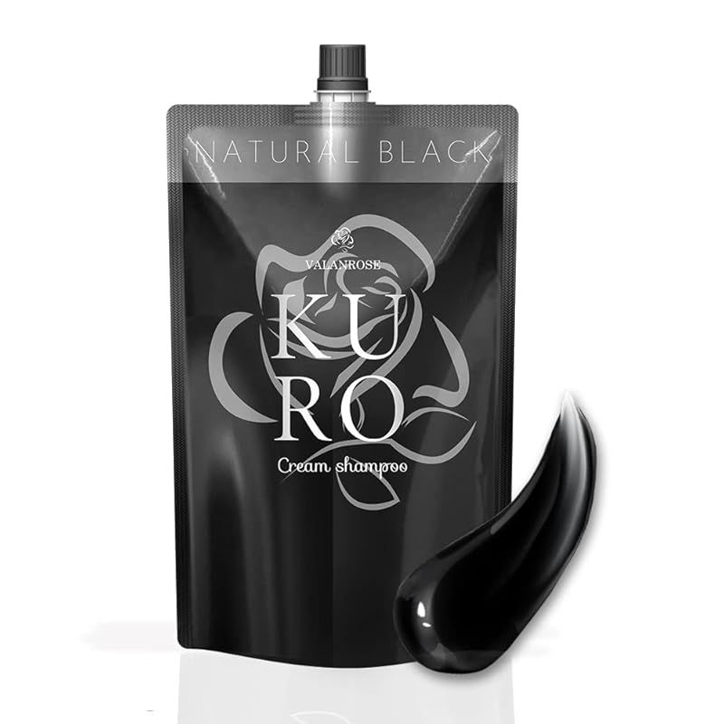 KUROクリームシャンプー[バランローズ VALANROSE] 400g ブラック 白髪染め カラー シャンプー トリートメント レディース メンズ【白髪ケア オールインワンシャンプー】