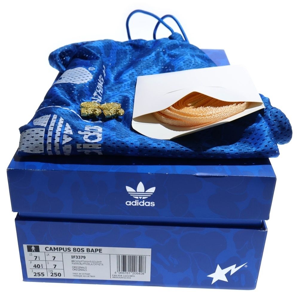 送料無料！ adidas アディダス ×A BATHING APE CAMPUS 80 S BROWN アベイシングエイプ オリジナルス キャンパス ローカットスニーカー レディース ブラウン US7.5 25.5cm IF3379