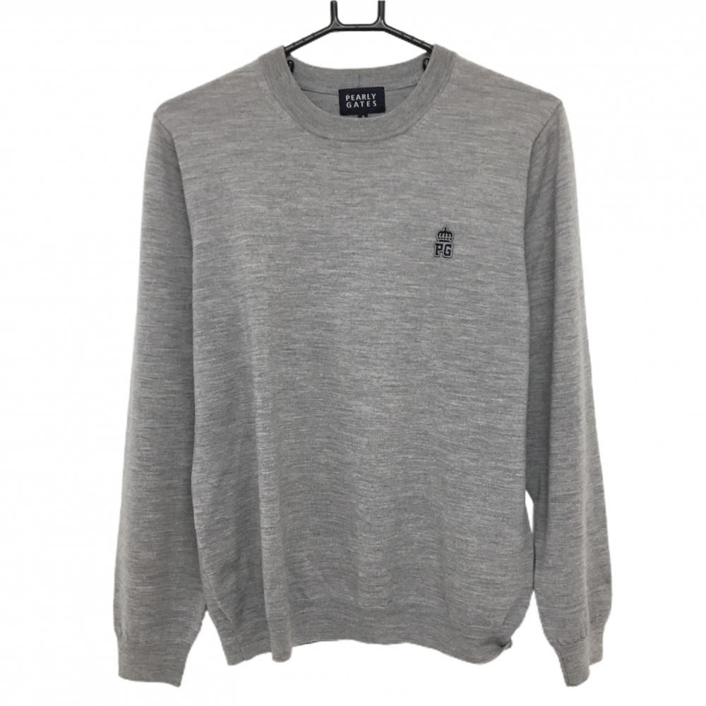 超 パーリーゲイツ セーター グレー ウール ワッペン メンズ 5 L ゴルフウェア PEARLY GATES