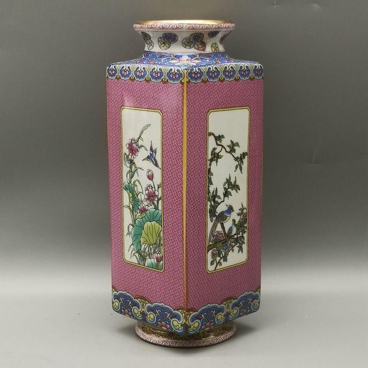 雍正粉彩花鳥天円地方花瓶 景徳鎮 陶磁器 装飾品 現代工芸品 美術品 置物 雍正粉彩花鳥天円地方花瓶 景徳鎮 陶磁器 装飾品 現代工芸