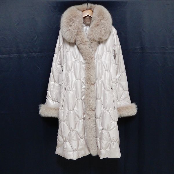 銀座マギー MAGGY アンゴラ混ウールコート 38 フォックスファー wnc 銀座マギー GINZA MAGGY コート 38 ロング 中綿 フォックスファー