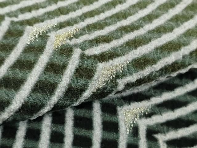 平和屋本店□極上 十日町 名門 滝泰謹製 訪問着 相良刺繍 よろけ縞 暈  