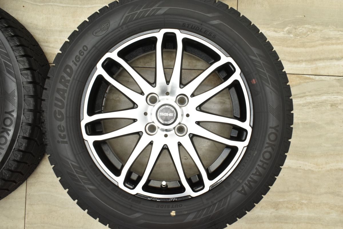 【程度良好品】SG-E 15in 5.5J +42 PCD100 ヨコハマ アイスガード iG60 185/65R15 ヤリス アクア ノート MAZDA2 デミオ フリード 送料無料