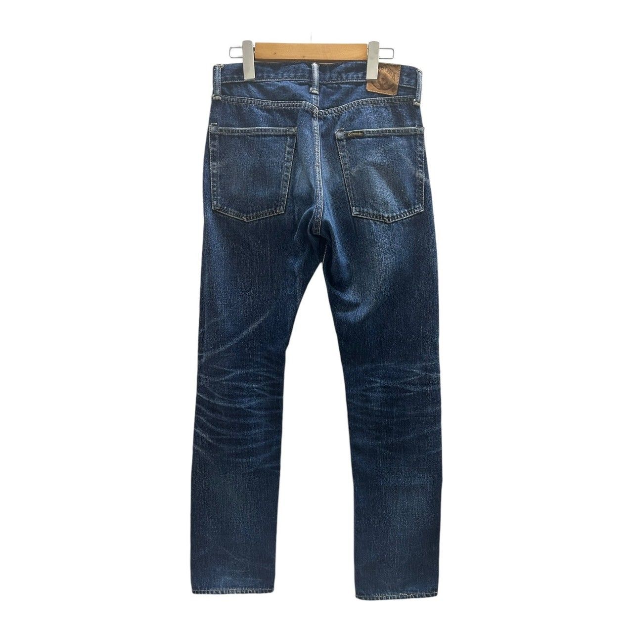 CORONA (コロナ) デニム ストレート パンツ 革パッチ ジッパーフライ