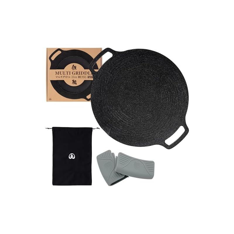JHQ 鋳鉄フライパン マルチグリドル 33cm 蓋付き ヒヌマフウフ