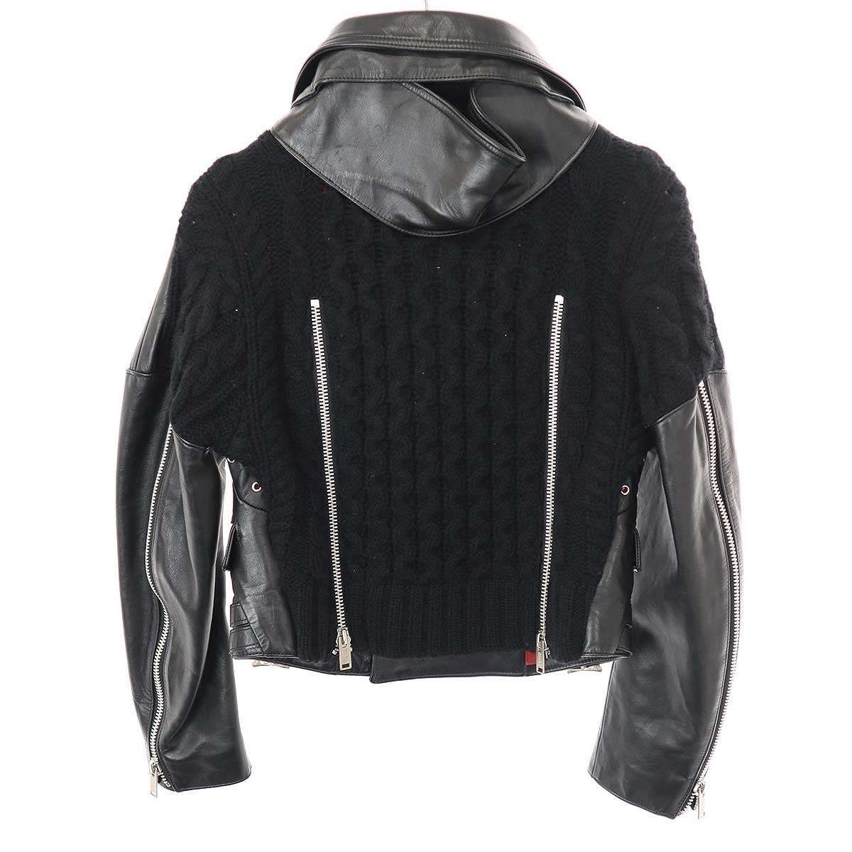 アンダーカバー ライダースジャケット UNDER COVER アンダーカバー 13AW ニットコンビカウレザー
