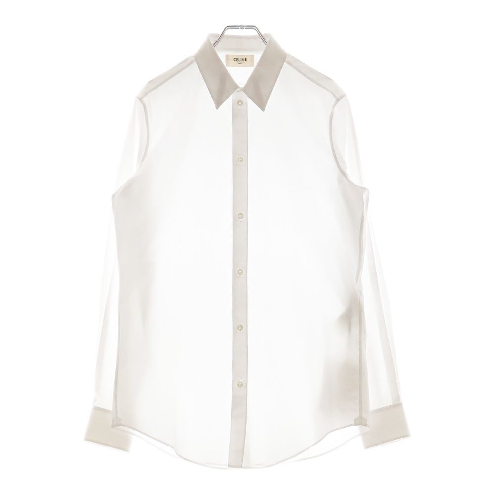 CELINE セリーヌ Cotton Poplin Skinny Shirt コットンポプリン スキニーシャツ ブラウスシャツ ホワイト 2C069091F
