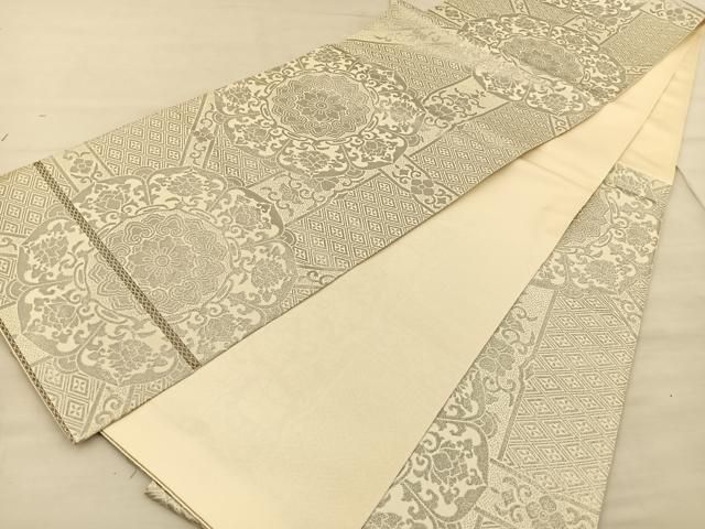 平和屋着物◎六通柄 本袋帯 純プラチナ箔 正倉院花文 正絹 逸品