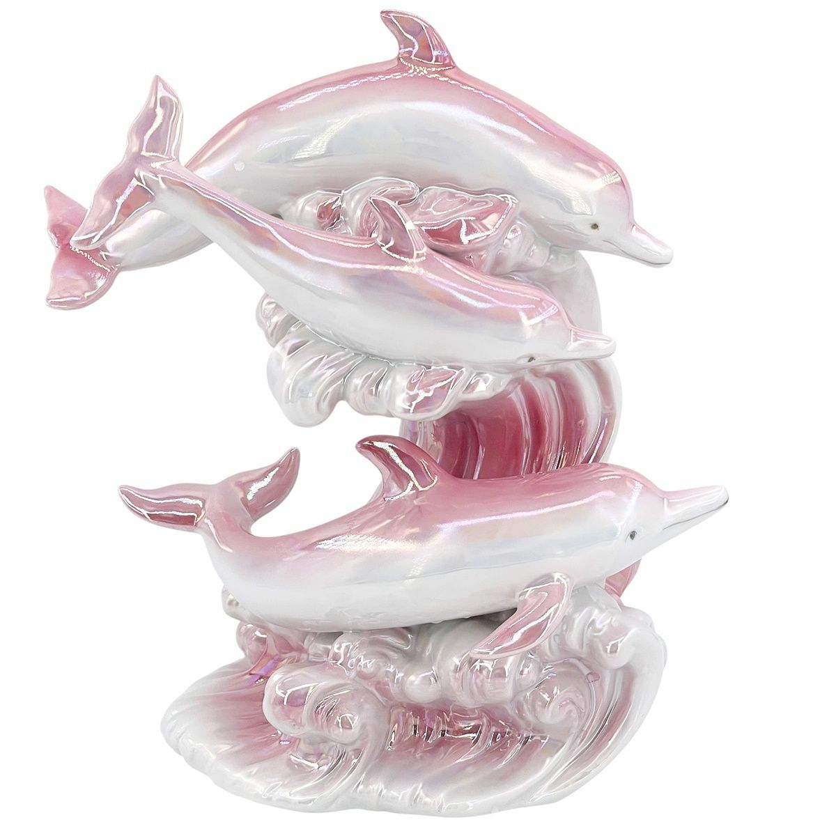 中古】空ボトルドルフィンバース ピンク 白 イルカ 3頭 飾りボトル 