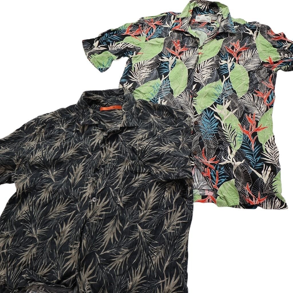 総柄デザイン　シルク　半袖開襟アロハシャツ　XL ボックスシルエット　古着 シルクシャツ アロハシャツ ボックスシルエット 開襟シャツ 半袖