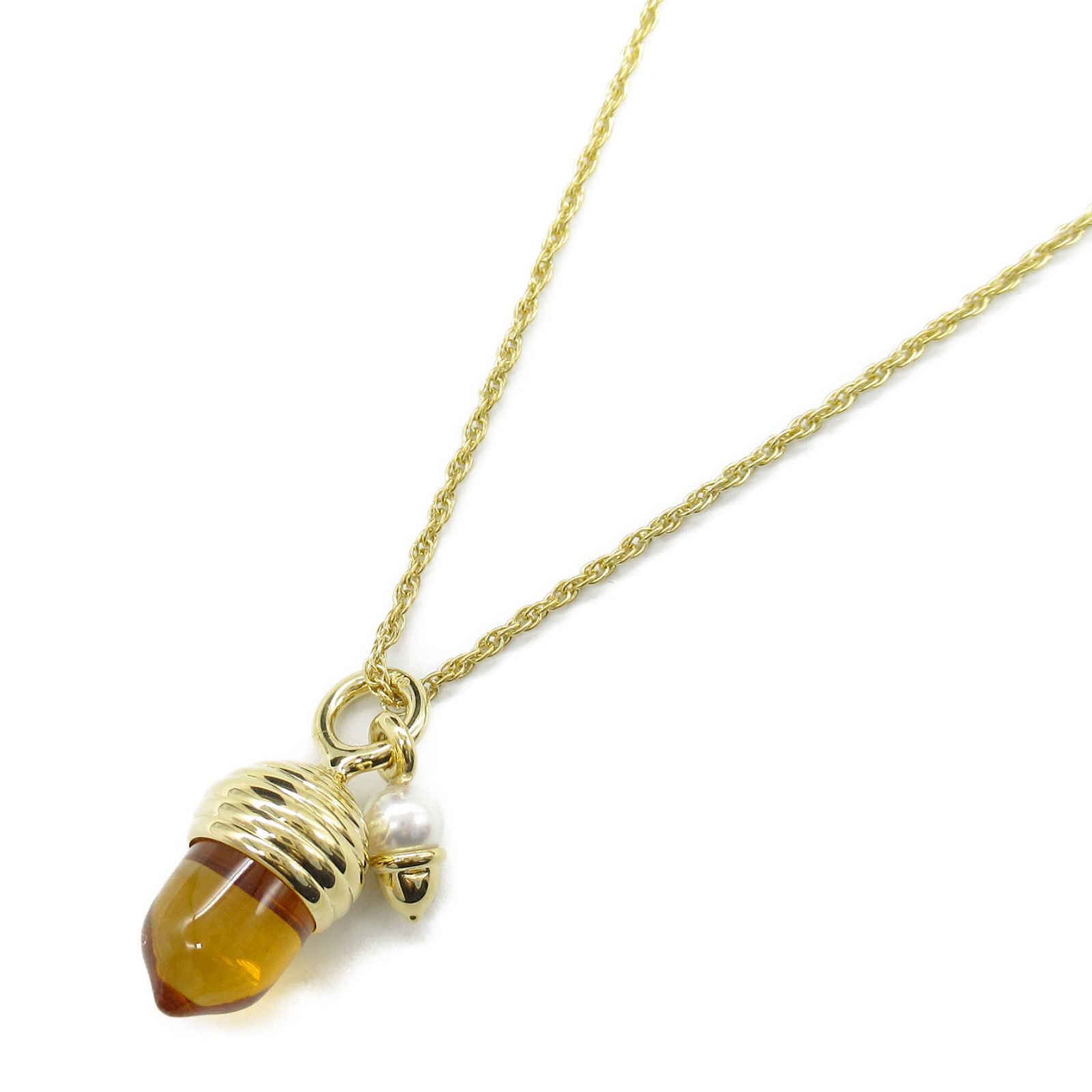 ミキモト MIKIMOTO ネックレス シトリン ネックレス 首回37.5/40㎝ K18  