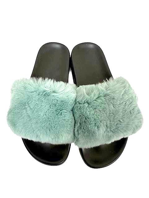 UGG アグ 靴 サンダル レディース Ever Dorris ファーサンダル ライトグリーン 37 JPサイズ23cm相当＿S28＿s-1301-r28＿セルモアから