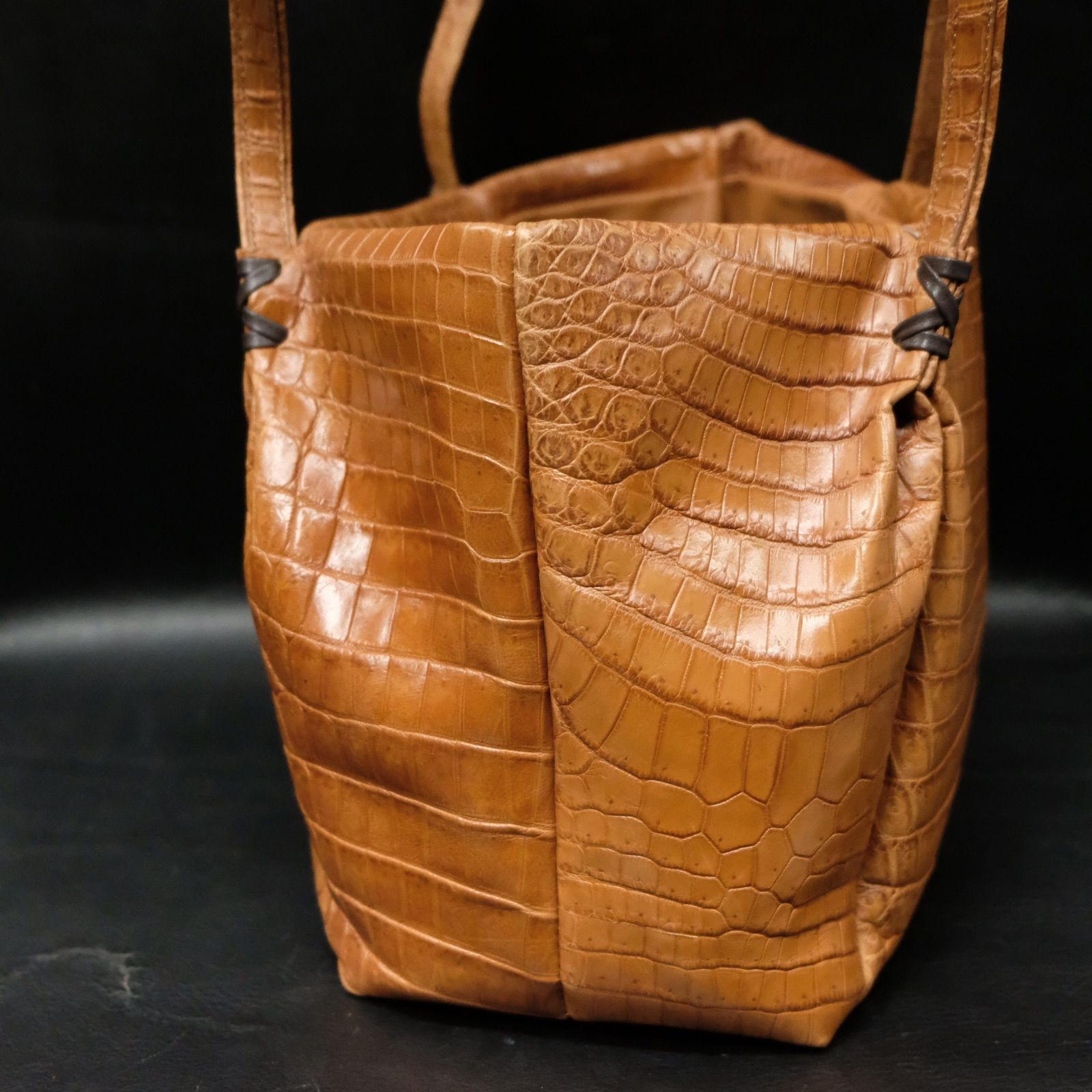 JRA認定 ジンバブエ産ナイルクロコダイル革 トートバッグ センター取り