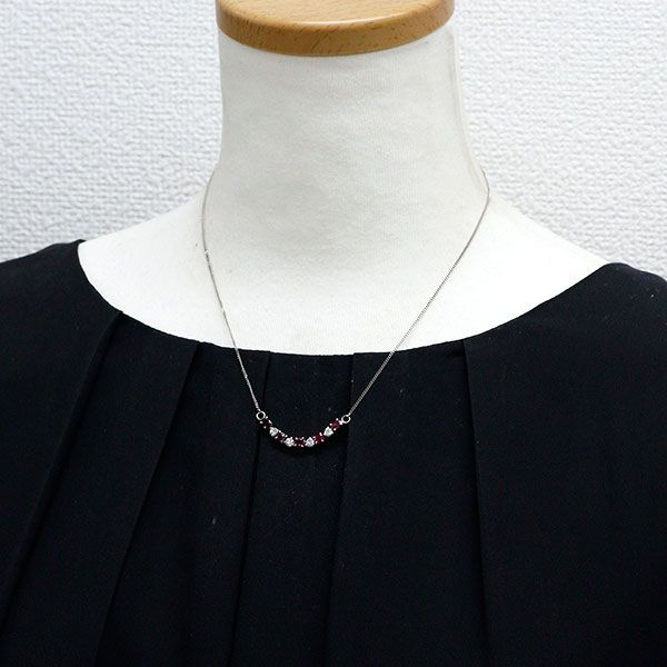 Pt850 ルビー ダイヤモンド ペンダントネックレス 1.40ct 0