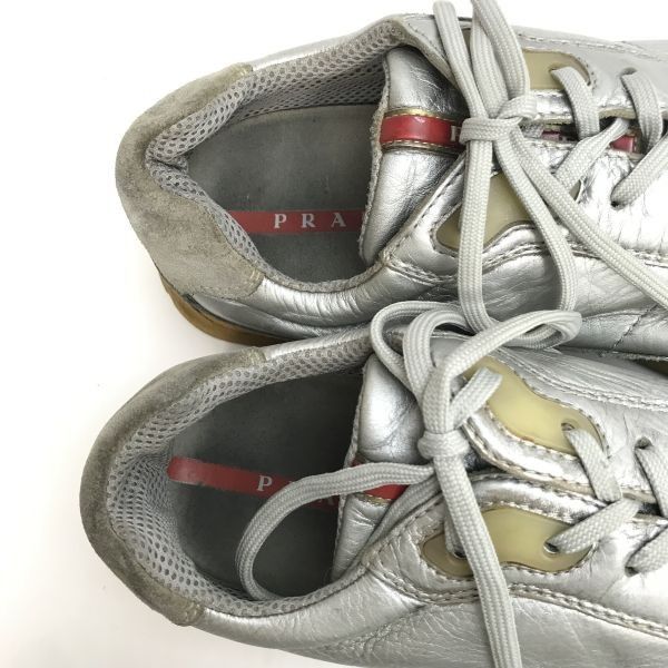 イタリア製★PRADA/プラダ★レザースニーカー/靴/メンズシューズ【UK8/26.5/silver/シルバー】leather/sneakers/Shoes/trainers◆sD-140 イタリア製☆PRADA/プラダ☆レザースニーカー/靴/メンズシューズ【UK8