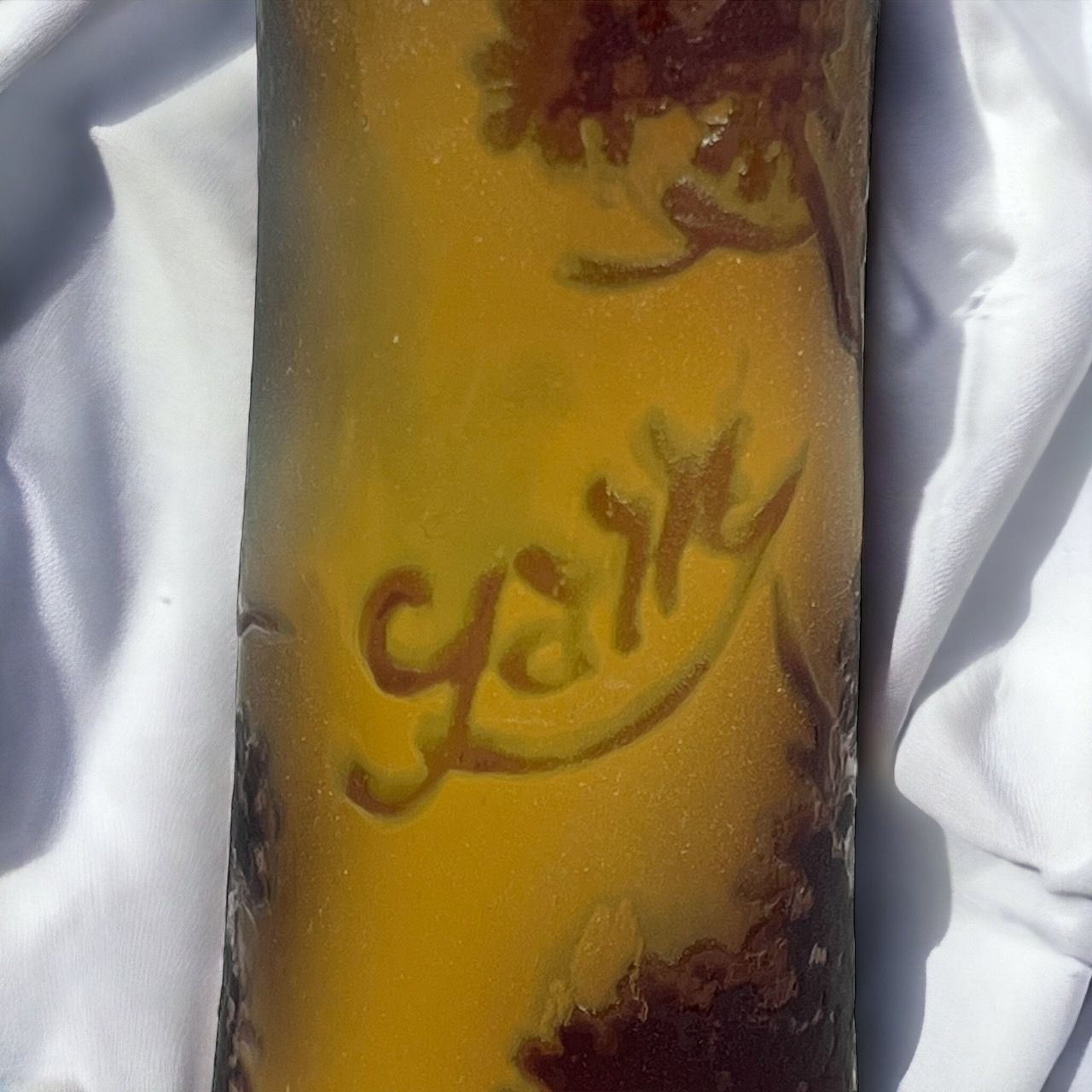 【証明書】エミールガレ　鶴首型　照明　高さ24cm 被せガラス　卓上ランプ 証明書】エミールガレ 鶴首型 照明 高さ24cm 被せガラス 卓上