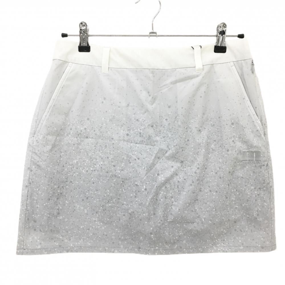 【新品】マンシングウェア スカート ライトグレー×白 ドット柄調 はっ水 ストレッチ  レディース 13 ゴルフウェア Munsingwear