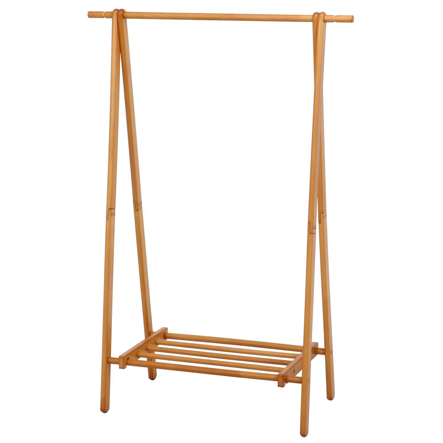 【人気商品】木製 ハンガーラック 幅100×奥行45×高さ147.8cm ナチュラル コートハンガー 棚付き 玄関 不二貿易 12970