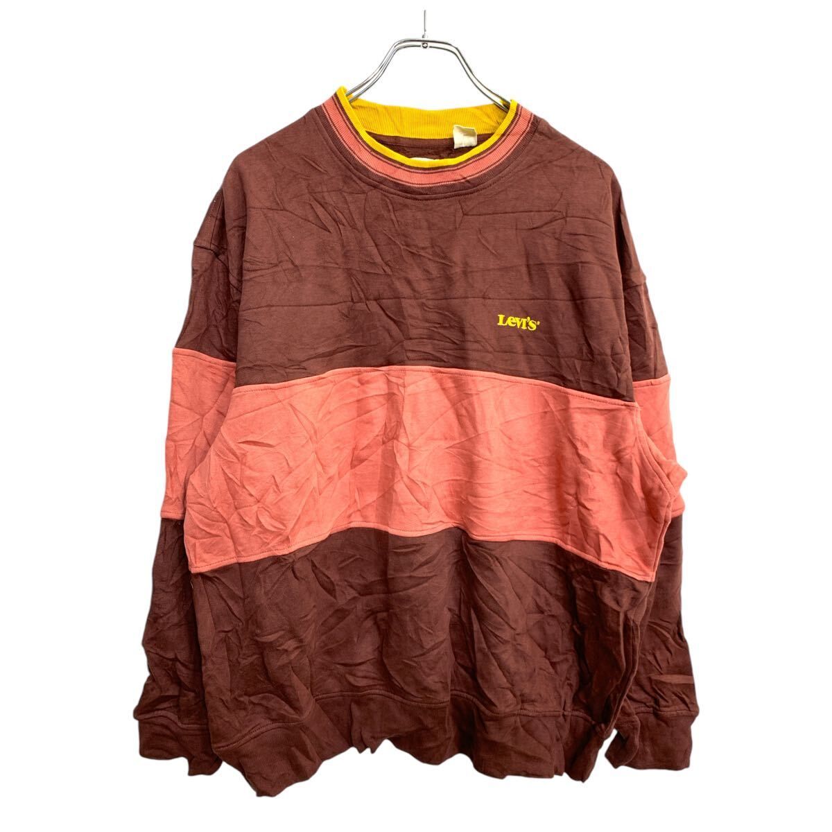 Levi's ロゴ スウェット Lサイズ リーバイス ブラウン ピンク 古着卸 アメリカ仕入 t2411-3166