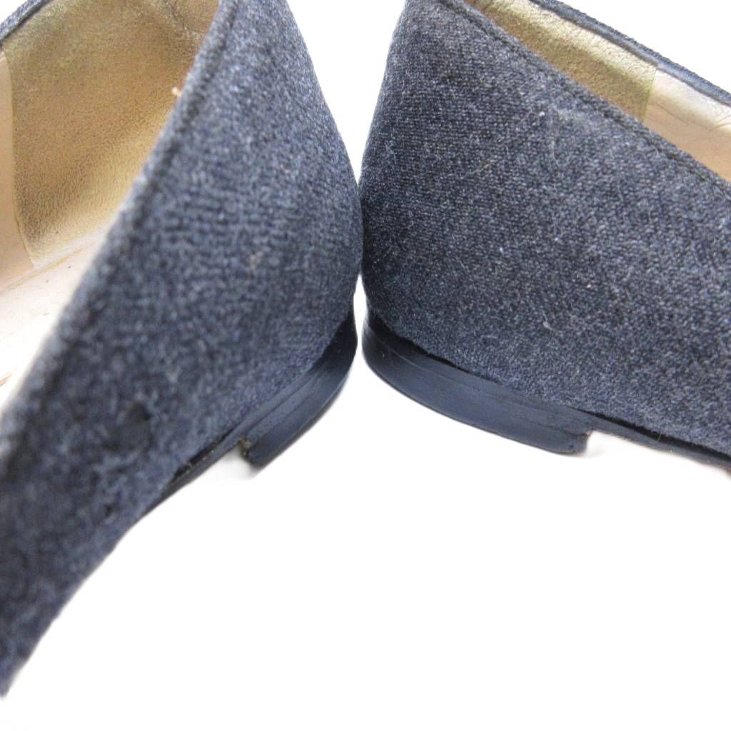 マノロブラニク MANOLO BLAHNIK フラットパンプス ポインテッドトゥ エナメル切替 グレー 37 約24.5cm IBO79 WWW_WOWDIGSITE_COM