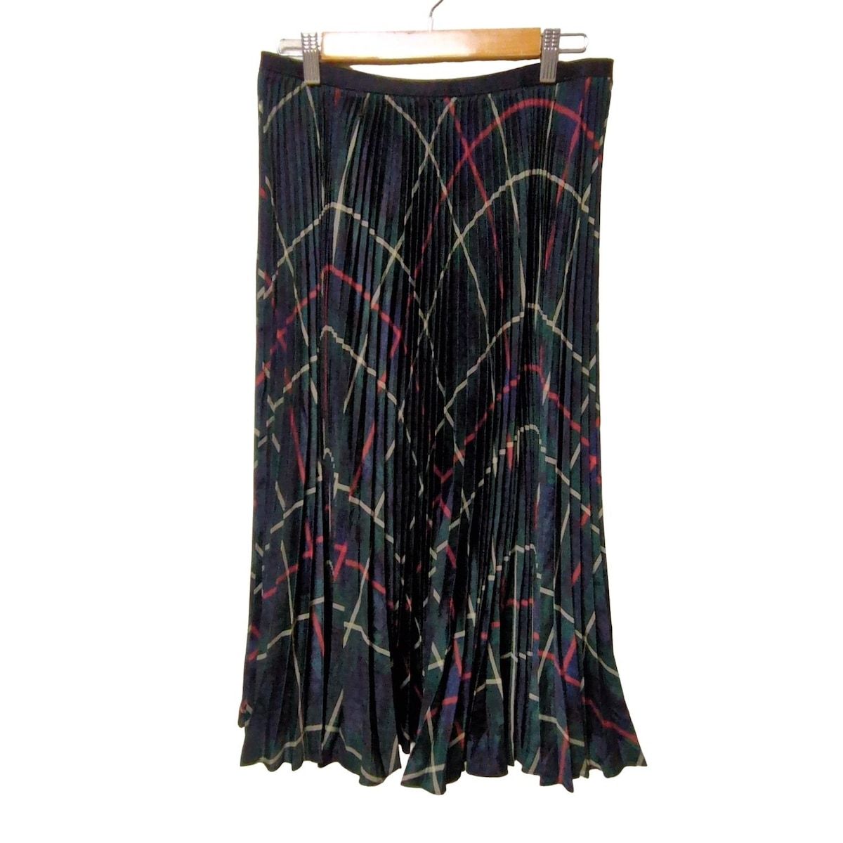 POLObyRalphLauren ポロラルフローレン ロングスカート サイズＬ L レディース - ダークネイビー×ダークグリーン×マルチ
