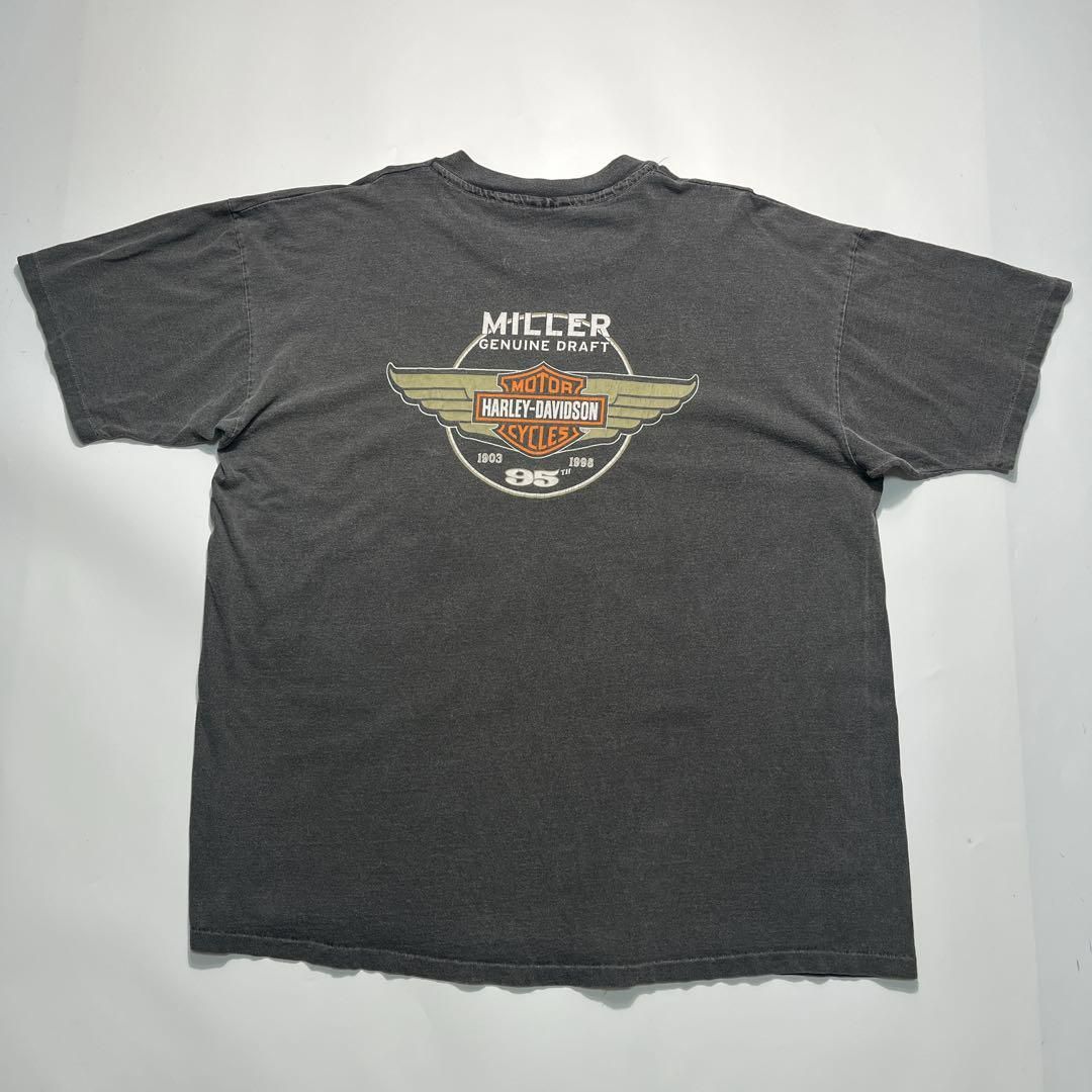 90s ハーレー USA製 ビンテージTシャツ XL 炭黒 鬼フェード 6900